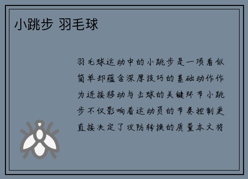 小跳步 羽毛球